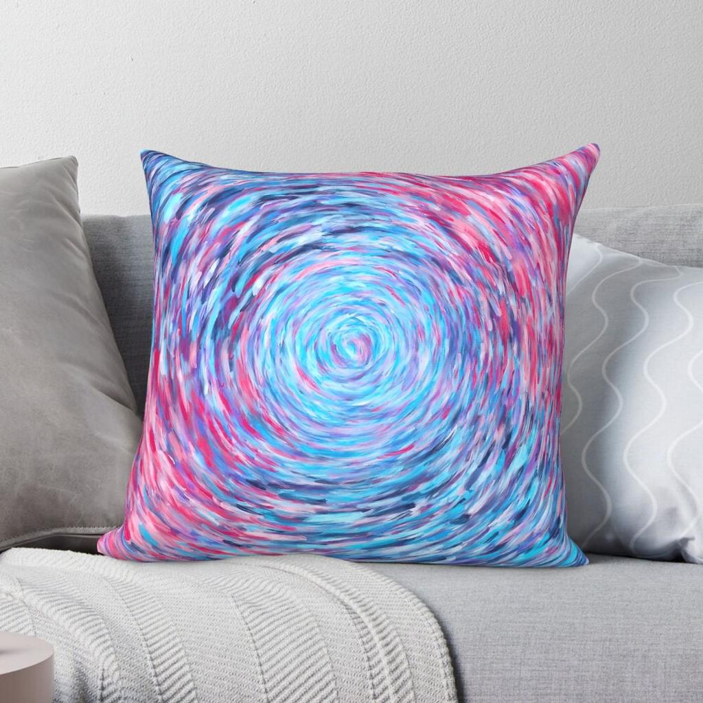 Spiral Brushstrokes Square Pillowcase Polyester Linen Velvet Creative Zip Decorative Pillow Case Room Cushion Cover