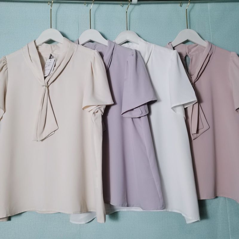 Export Day Single Tail Goods Ribbon Pullover Long Sleeves Shirt Female Ol Business All-Matching Shirt Bottoming Shirt Small Early Spring