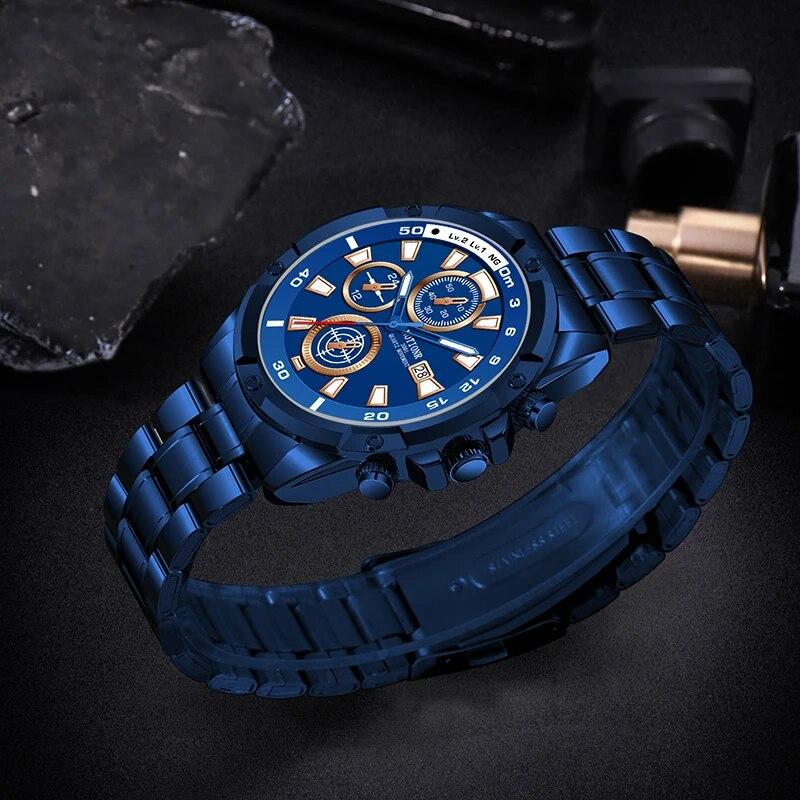 Mens Watches for Men Sports Waterproof Stainless Steel Quartz Wristwatch Man Business Watch Luminous Clock