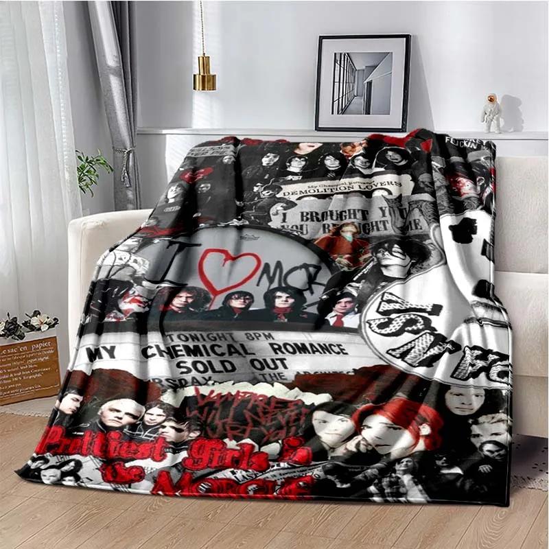 USA My Chemical Romance Band Blanket Printed Flannel Blanket Soft Warm Plush Throw Blanket for Bed Bedroom Sofa Picnic Fan Gift