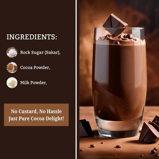 TAWNY Cold Cocoa Pre-Mix | Instant Chocolate Drink Mix for Cold Milk | Made with Rock Sugar (Sakar) | No Custard Powder (Pack of 3)