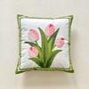 Pure Cotton Embroidery Tulip Spring Throw Pillow Covers Outdoor Patio Cushion Cover Pillow Cases Summer Garden Decorations Home