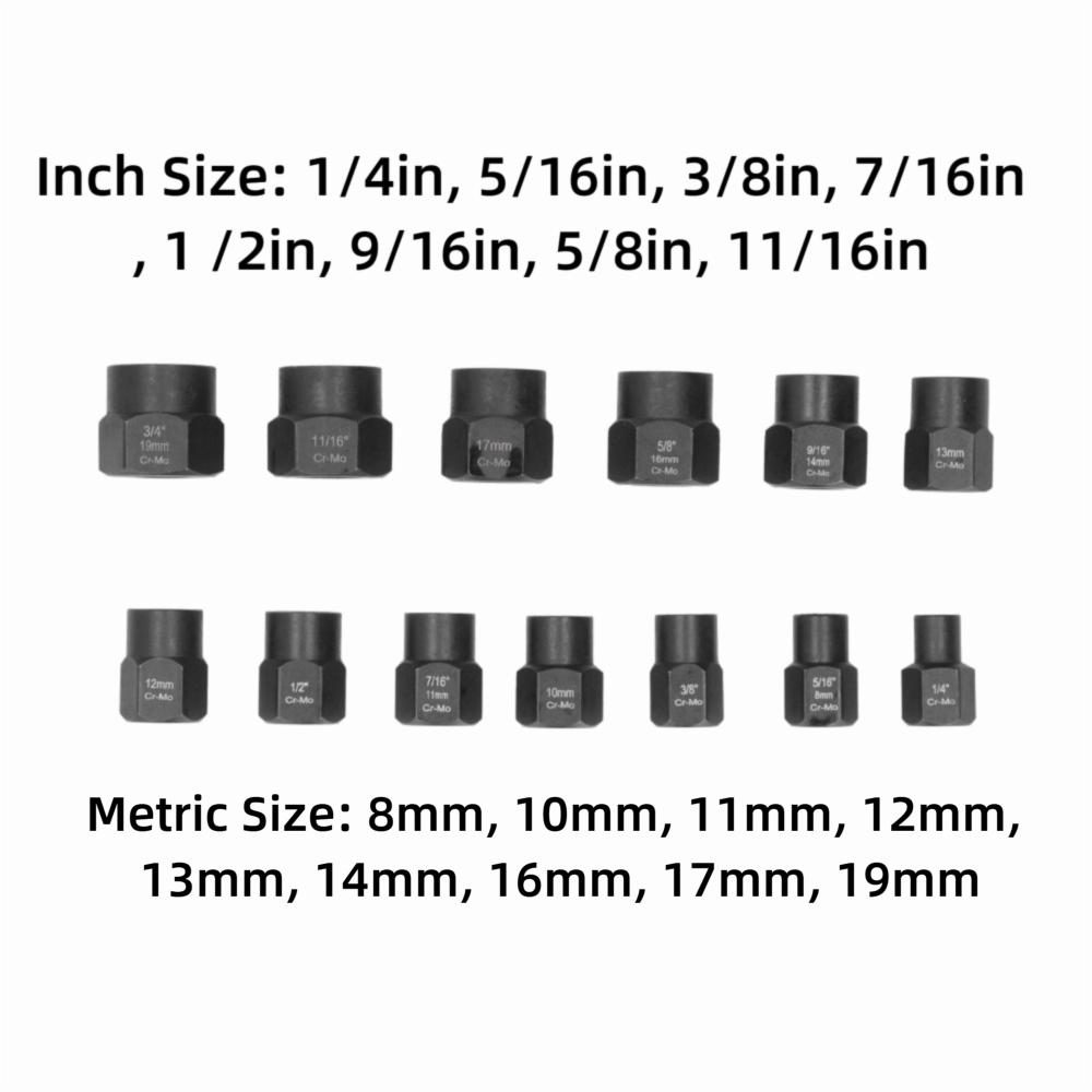 13pcs Storage Case Included Bolt Remover Tool 3/8 Inch Drive Nut Socket Set  Remove Damaged Screws