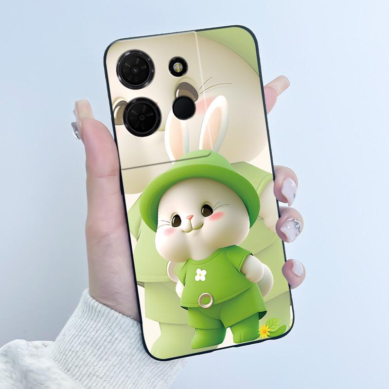 For TCL 503 K33 T513Z K32 T513W Case Luxury Cute Love Rabbit Funny Black Matte Soft Silicone Back Cover Shockproof Phone Case