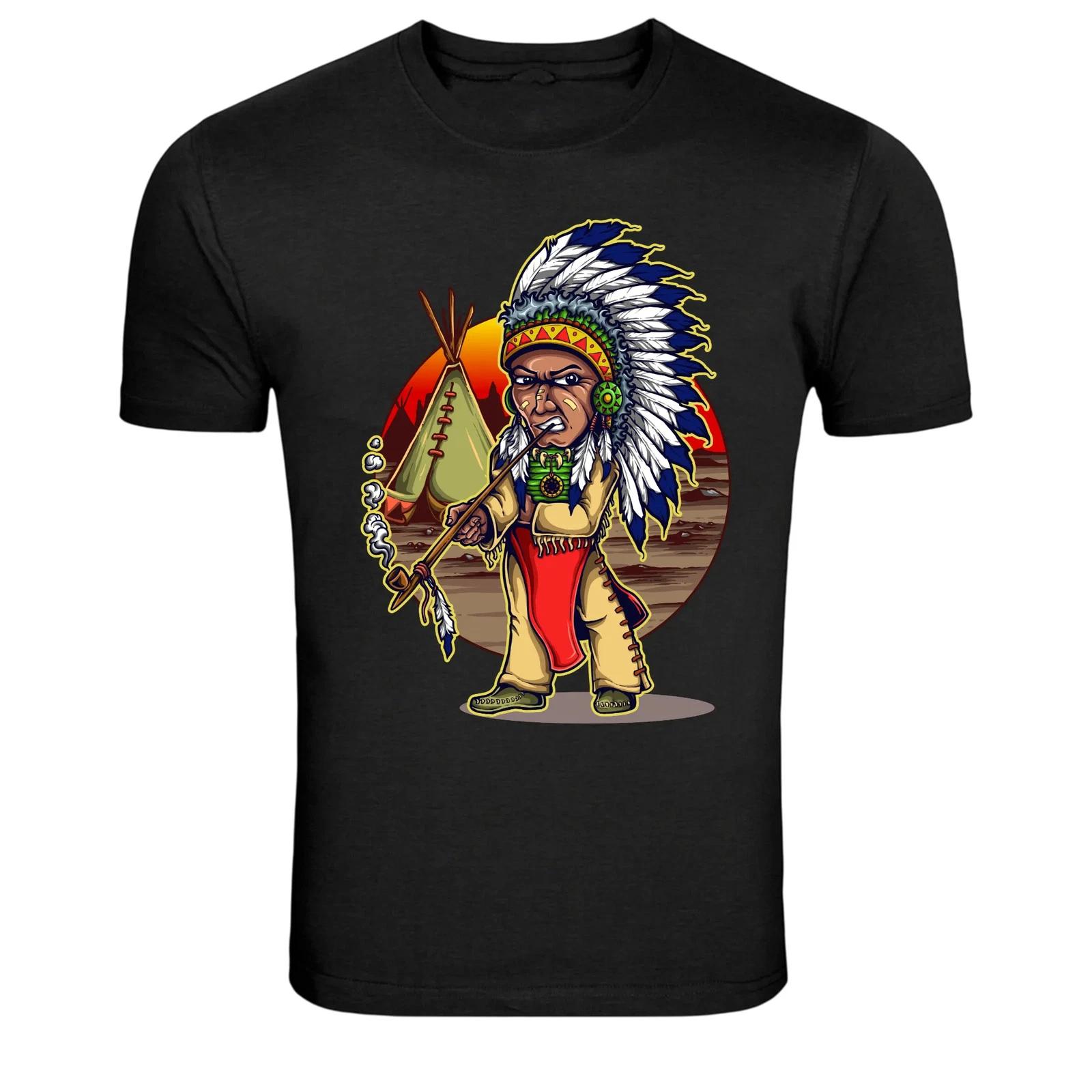 Native American Chief With Peace Pipe Graphic T-Shirt 2XL