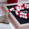 652F 2Pcs Handmade Graduation Party Farmhouse Rustic Bead Garlands with Tassels DIY Wall Hanging Pendant Home Decoration