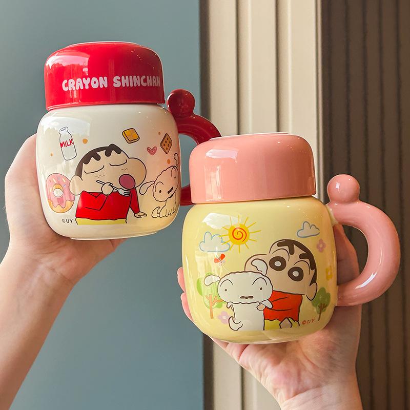 Kredka Xiaoxin Czajnik Ceramiczny Wysokiej jakości kubek z pokrywką Uroczy kubek na kawę/wodę o dużej pojemności Prezent urodzinowy