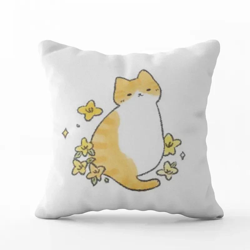 Cartoon Cute Cat Pillowcase Modern Simple Design Home Decorative Cushion Cover For Sofa Car Backrest Square Pillow Covers