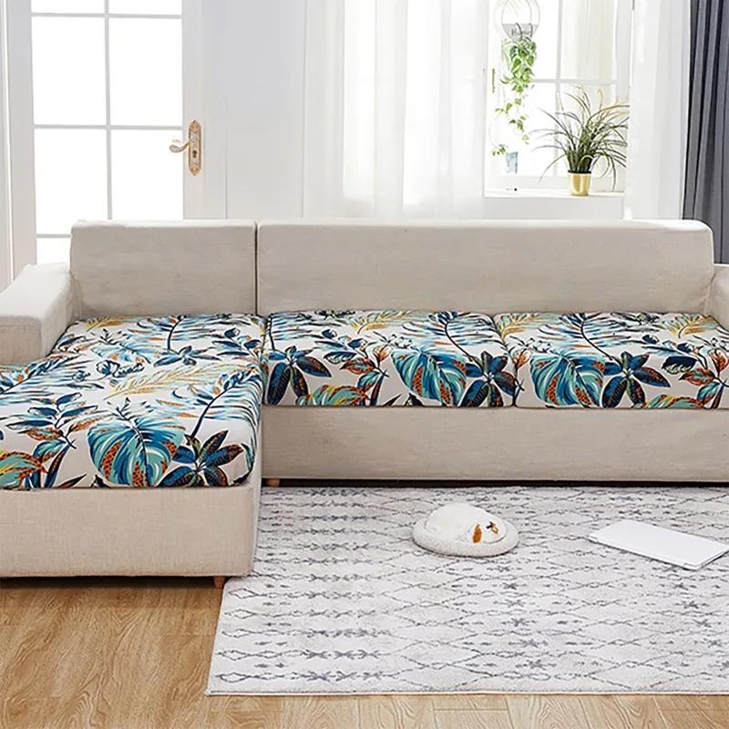 Wasserdichte Dehnbare Outdoor-Sofabezüge Kissen Tropisches Blattmuster Terrassenmöbel-Schutzbezüge Ecksofa-Sets Überwürfe