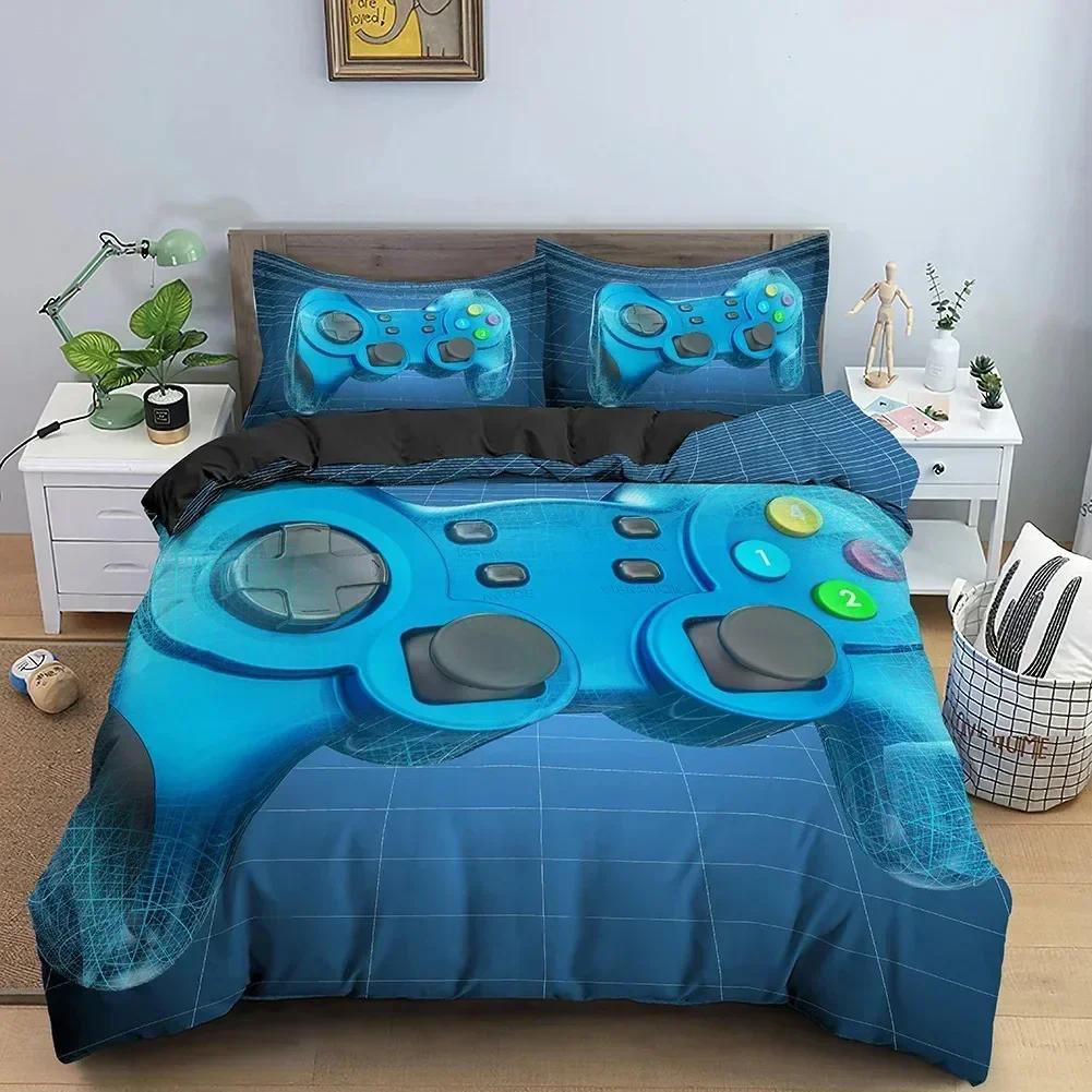Top New Game Console Neon Contrast Color Handle Bedding Set Boys Girls Twin Queen Size Duvet Cover Pillowcase Bed For Kids Adult