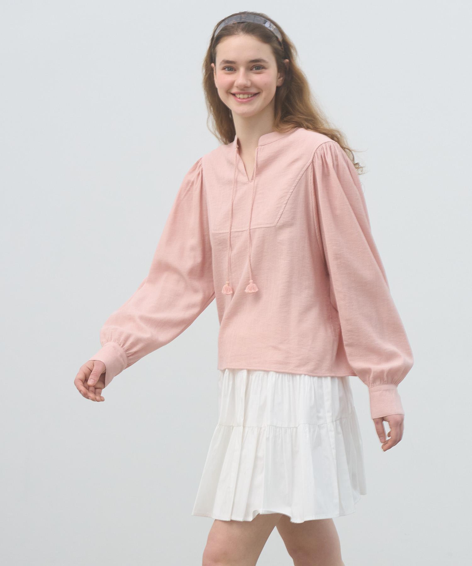 Soire String Pointed Blouse - Pink Pink/Free