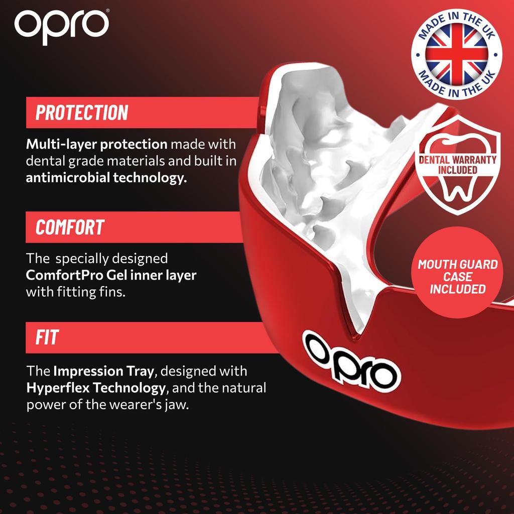 OPRO Sports Mouthguard Custom for Martial Mouthguard "Instant Fit" Sports, Arts, Rugby, Boxing, Youth/Junior (Kids/Clear)