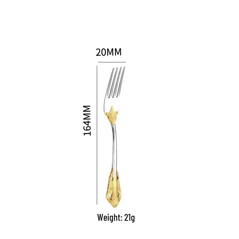Retro Embossed 410 Stainless Steel Tableware Set: Real Gold-Plated Knife, Fork, and Spoon for Restaurants and Hotels