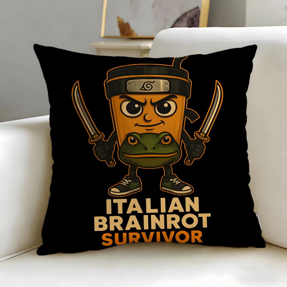Popular Cartoon Brainrot Friends Cushion Cover Soft & Easy-Wash Pillow Case – Versatile for Couch, Bed, Travel and Office