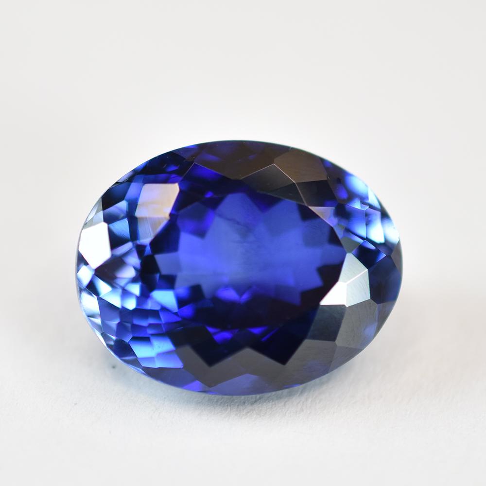 Tanzanite Blu Naturale 14,1ct Taglio Ovale Pietra Preziosa Sfusa Certificata