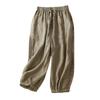 Damen Baggy Baumwoll-Leinenhose Elastischer Bund Lässig Locker Sommer Strandurlaub Hose