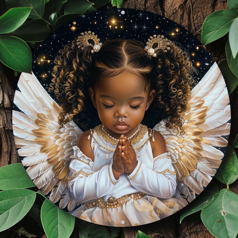 One Piece Angel Baby Rundes Aluminium-Wandschild - Klassischer Stil, Mehrzweck-Dekoplatte 8x8 Zoll - Wetterbeständig