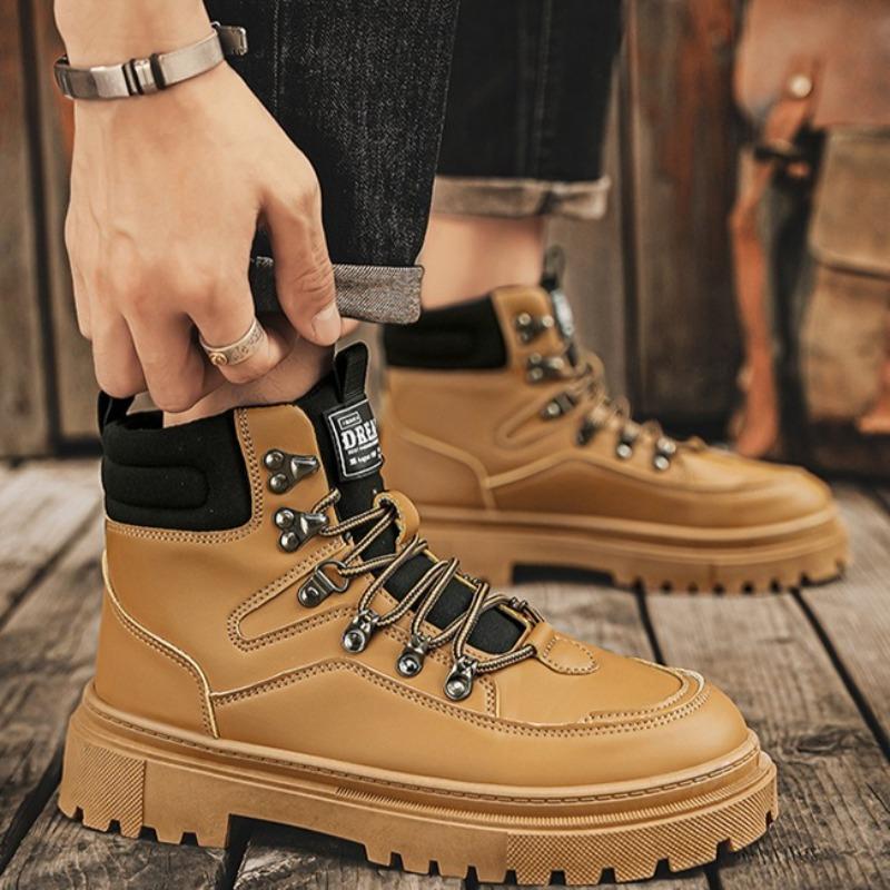 Luksusowe męskie buty Modne wysokie skórzane buty Outdoorowe casualowe botki Antypoślizgowe buty na grubej podeszwie Męskie buty na platformie Botas