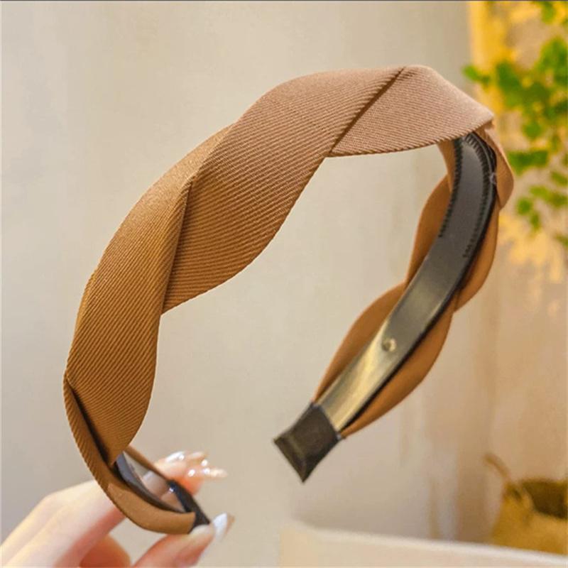 Women Headpiece Braided Twill Cloth Headband for Lady Girls Shopping Face Wash Head Hoop Non Slip Teethed Hairband for Her