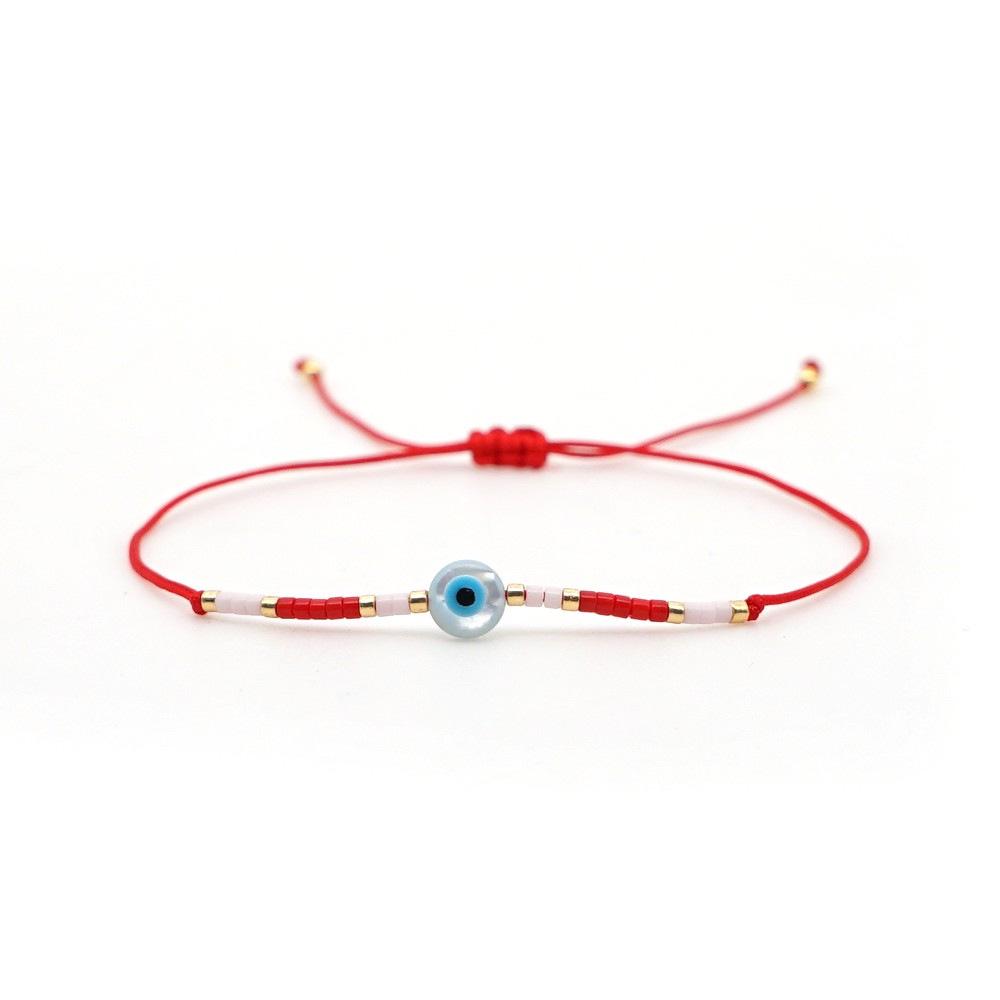 Niche Ethnic Style Miyuki Seed Bead Bracelet: Deep Sea Blue Eye Shell Lucky Braid