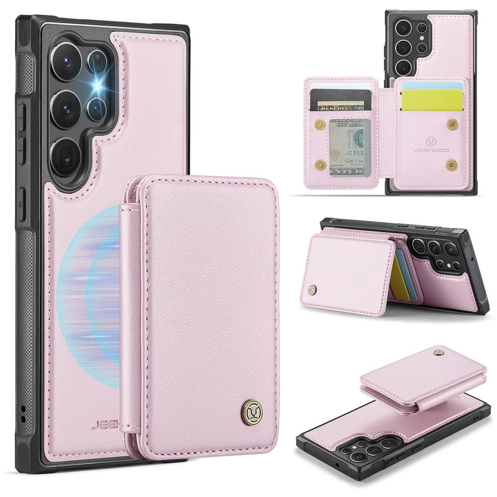 JEEHOOD J05 For Samsung Galaxy S23 Ultra Case Leather Mobile Cover with Detachable Magnetic Card Bag