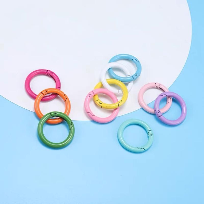 Yogodlns 10/50 Stück Metall-O-Ring, Federverschluss, zum Öffnen, rund, Karabiner, Schlüsselanhänger-Clips, DIY-Schmuck, Schnalle, Verbinder, Taschenzubehör, mehrere Farben