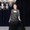 C7292 Europeisk & Amerikansk Mode Dam Sexig Strass Bodycon Genomskinlig Sjal Klänning