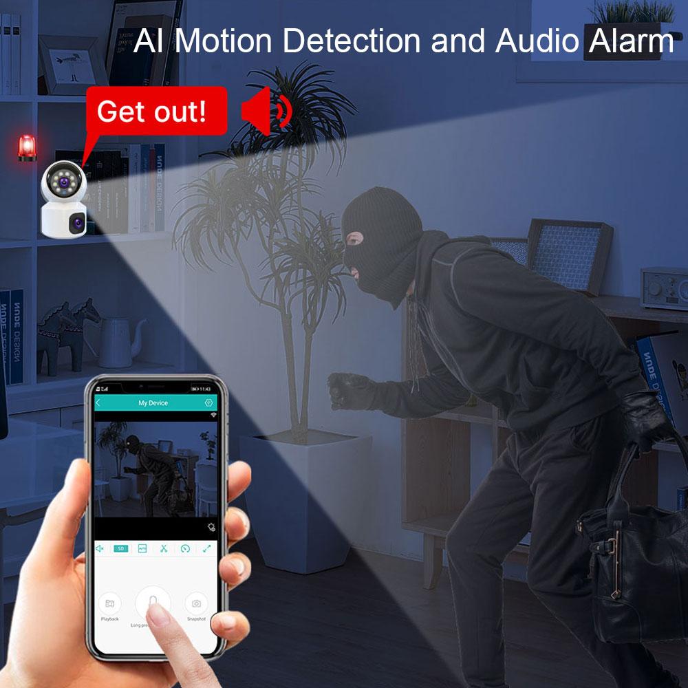 SIM Card 4G Camera Indoor Dual Lens Mini IP Camera 2K 4MP WIFI Wireless Security Night Vision Camara Video Surveillance V380 Pro