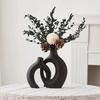 2 Pcs/Set Hollow Modern Plastic Vase for Pampas Grass Nordic Boho Style Decorative Vase for Wedding Dinner Table Centerpiece
