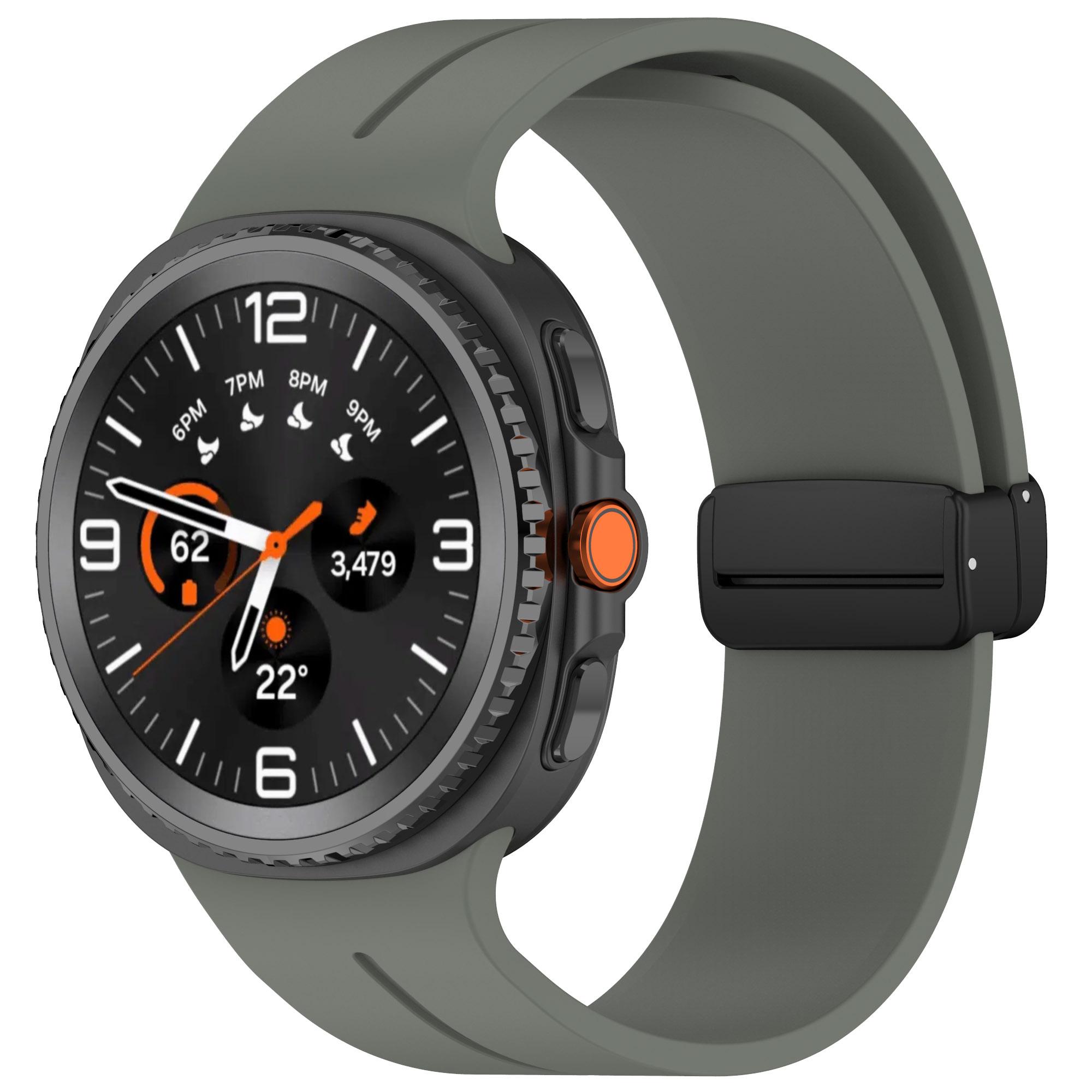 

Спортивный силиконовый ремешок с магнитной D-образной пряжкой для Samsung Galaxy Watch 8 44 мм 40 мм, ремешок для Samsung Watch8 Classic 46 мм, браслет For Galaxy Watch 8 темно-серого