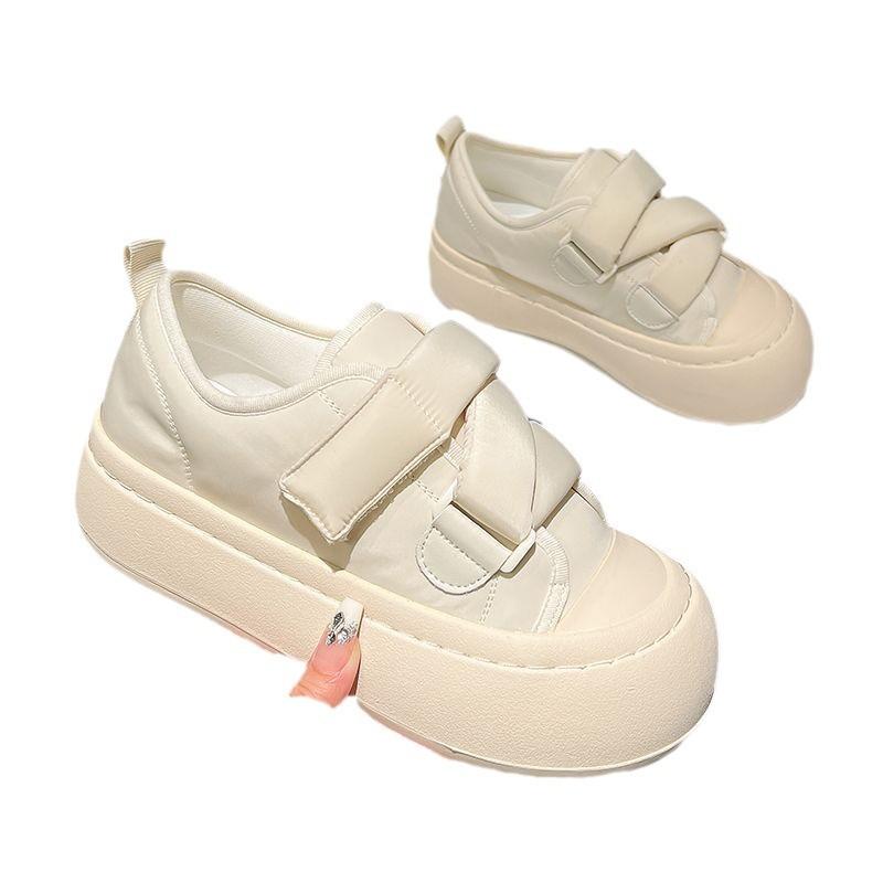 Spring and autumn cream little white women's shoes spring chic niche big head board shoes platform bread shoes