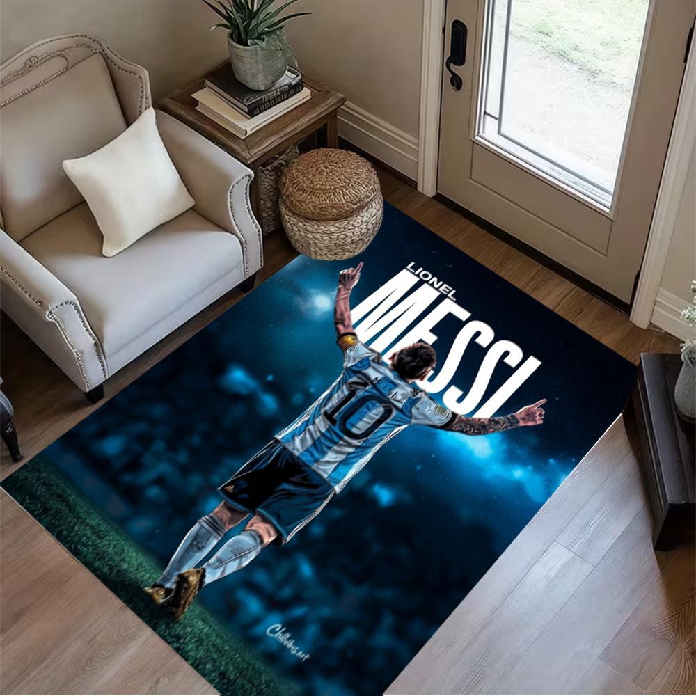 Lionel Messi Football Legend Area Rug Perfect For Entryway Hallway Bedrooms Study Room Antislip Carpet Office Home Decor Wedding Party Gift