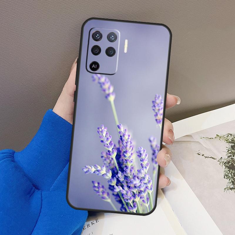 Lavender Purple Flower Case For Oppo A77 A57 A17 A60 A80 A40 A74 A54 A94 A78 A98 A18 A38 A58 A96 A76 A16 A15 A5 Pro