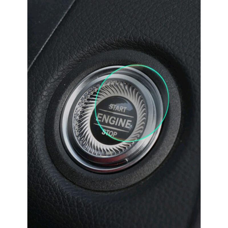 Car Universal 2pcs Transparent Engine Ignition Start Stop Switch Push Button Sticker Cover Trim Invisible Protective Film