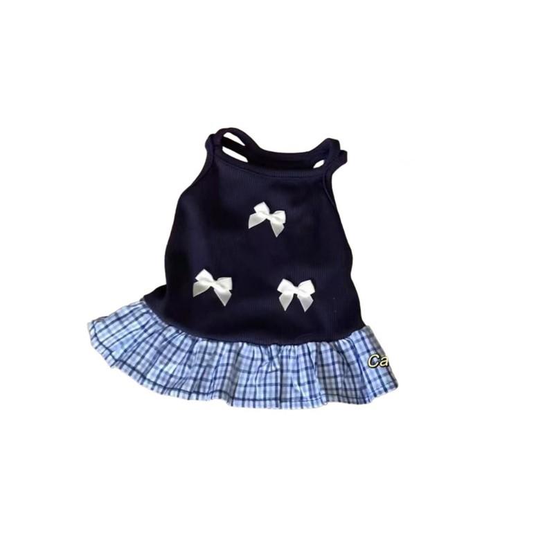 Spring Summer Thin Breathable Pet Camisole Dress With 3 Small Bows, Anti-shedding Fur Vest Skirt, Clothes For Small Dogs Cats