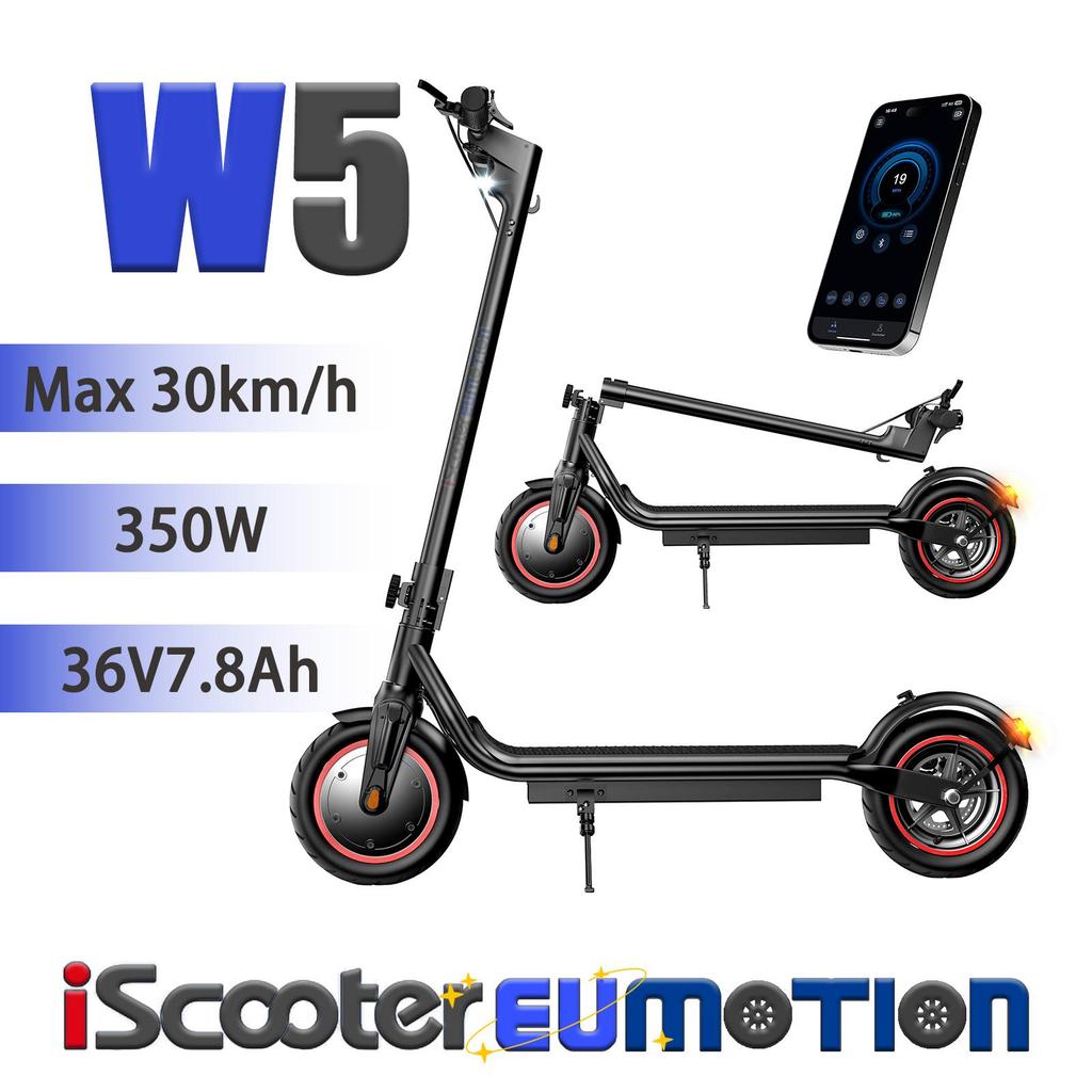 iScooter W5 Foldable Commuter E-Scooter 350W & 36V7.8Ah Mobility E-Scooter, APP Control & LED Display & 8.5" Road Tires Urban Electric Scooter