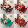Christmas Polyester Waterproof Tablecloth with Printed Chair Covers Santa Claus Design Festive Decor