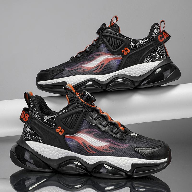 

Men s shoes summer breathable mesh sneakers men s heightening platform dad shoes rotating button men s casual running shoes 45