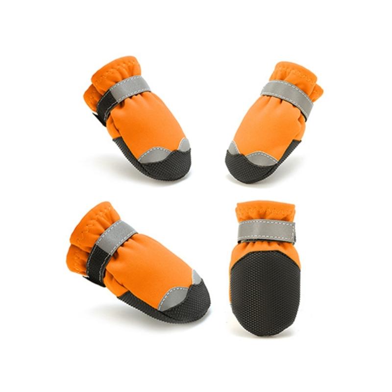 4pcs Lightweight Dogs Shoes with Reflective Striped Dogs Comfortable Dogs Daily Walking Booties Lightweight Cats Shoes