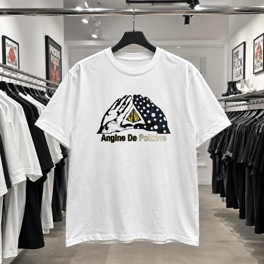 Collection Angine De Poitrine Hand Triangle Graphic Tee White Unisex T-Shirt XXXXL