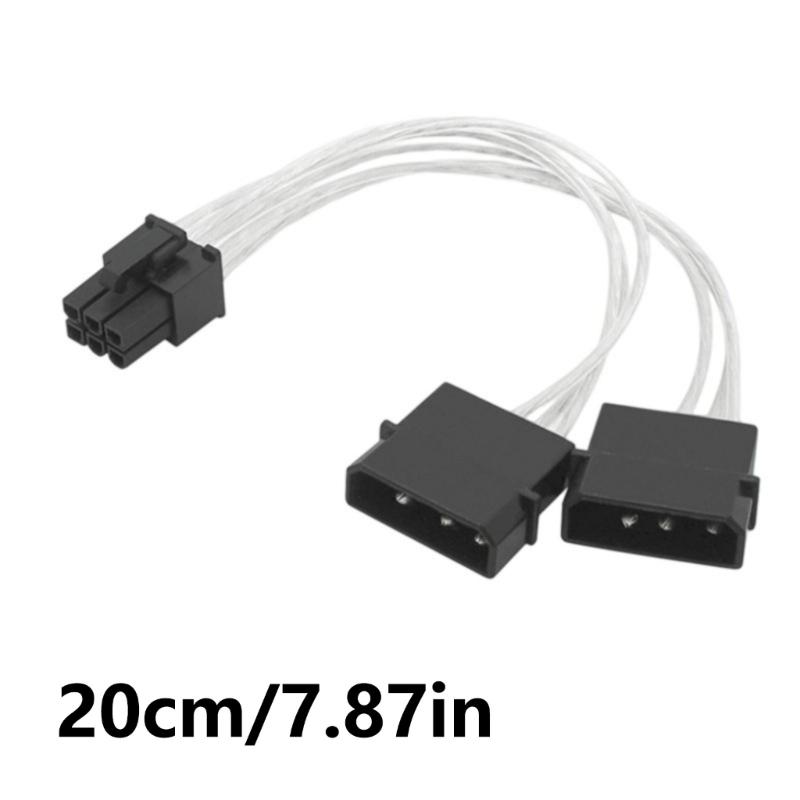 Power Supply Cable IDE Double 4Pin to 6Pin Connectors for PCIe Graphics Card Replacement for Video Card Accessories