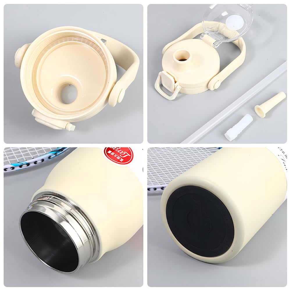 Fexmoy 1.3 Liter Stainless Steel Vacuum Insulated Thermos Water Bottle, Insulated, Wide Mouth, Large Capacity, Stylish for Girls and Boys, Adults and