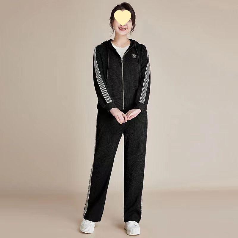 

Стильный весенне-осенний двухпредметный спортивный костюм для женщин среднего и пожилого возраста - Повседневный комплект из куртки и брюк Order According to Spec