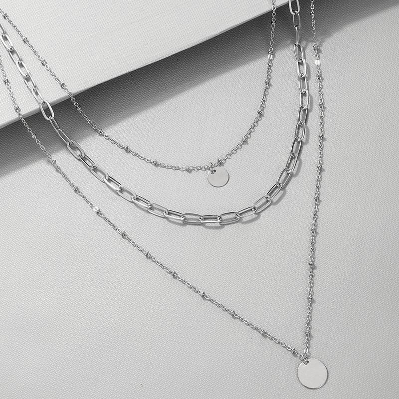 Fashion Temperament Personality Thick Chain Accessories Women, Multi-layer Sweater Chain Disc Sequin Necklace