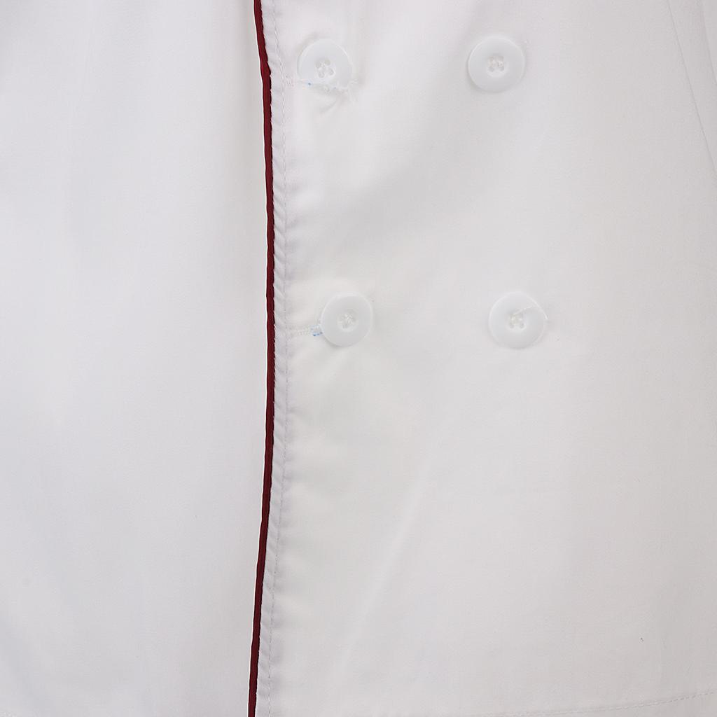 Men Women Chef Uniform Single Breasted Cook Short Sleeve Coat M Red