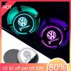 2025 Hot 2x Luminous Car Cup Coaster Holder Car Led Atmosphere Light Logo Lamp For Volkswagen VW Golf GTI Tiguan Jetta Transport