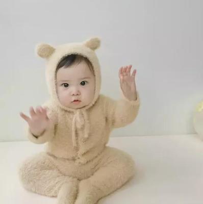 Autumn & Winter Baby Romper: Super Cute Imitation Mink Jumpsuit with Bear Foot Covering for Boys & Girls