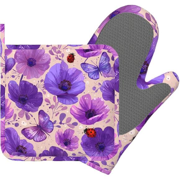 Day of The Dead Oven Mitt and Pot Holder with Silicone Heat Resistant Kitchen for Cooking BBQ Baking Grilling Cooking Protection