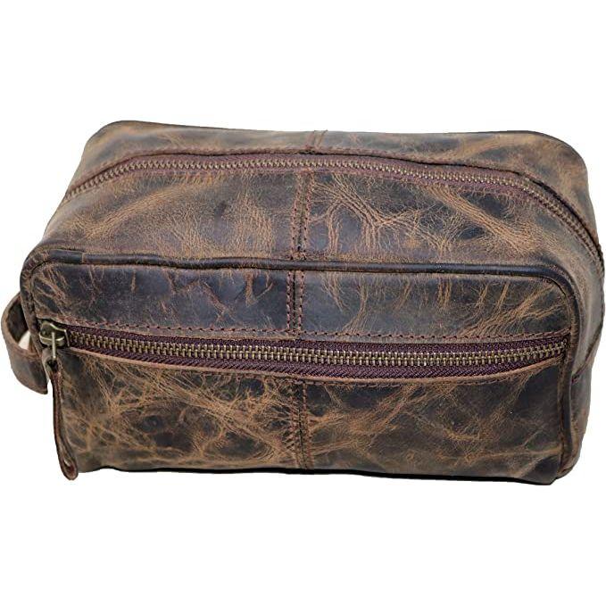 Kulturbeutel aus echtem Leder, wasserdicht, Dopp Kit, Rasierbeutel und Pflege für Reisen, Bräutigam, Geschenk für Männer und Frauen