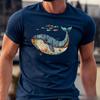 Unisexs Casual Fashion Whale Print Tshirt  Soft Polyester Short Sleeve Round Neck  The Ideal Choice For Summer Unisexs Clothing